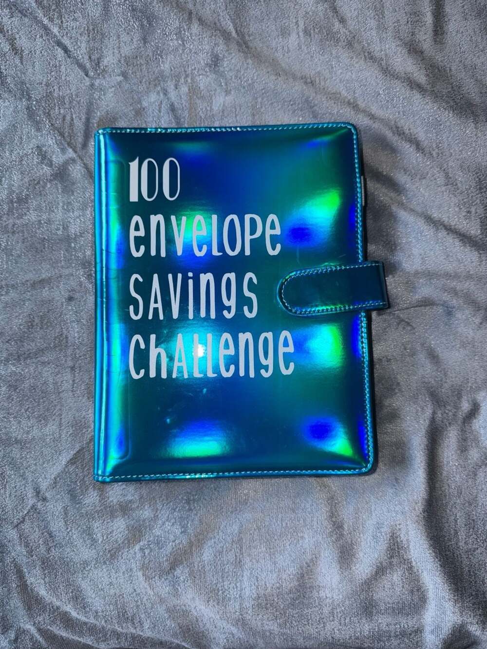 100 Envelope Savings Challenge Binder in Iridescent Blue